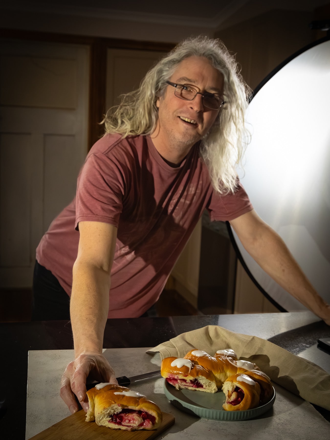 Steve Wickenton Melbourne based food photographer preparing for a photo shoot.
